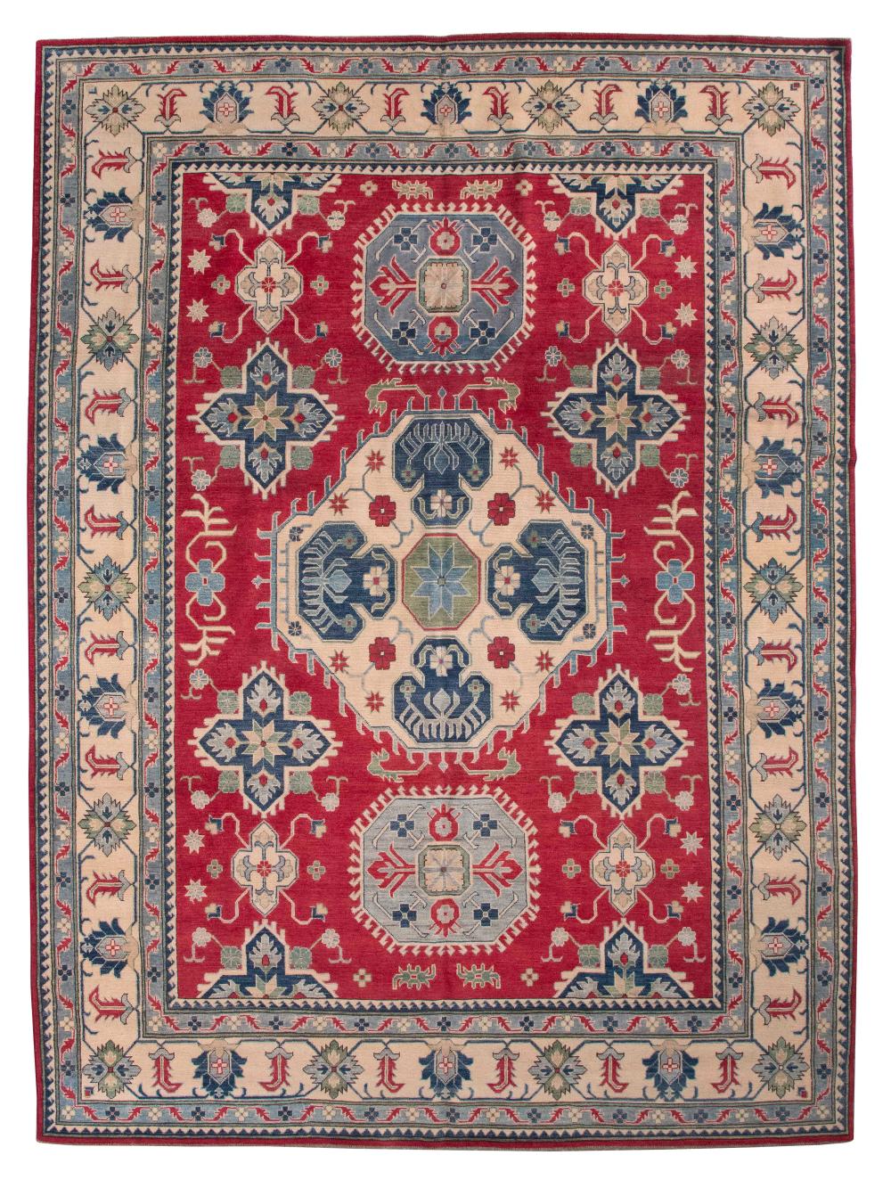 Appraisal: KAZAK DESIGN RUG ' X ' Early st Century Ivory