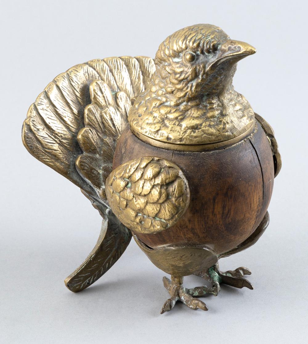 Appraisal: UNUSUAL BIRD-FORM TOBACCO JAR EARLY TH CENTURY HEIGHT UNUSUAL BIRD-FORM