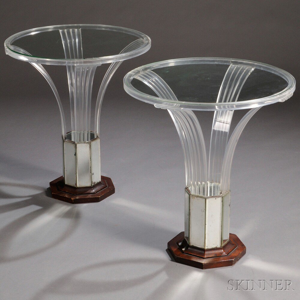 Appraisal: Pair of Art Deco Design Grosfeld House Lamp Tables Plastic