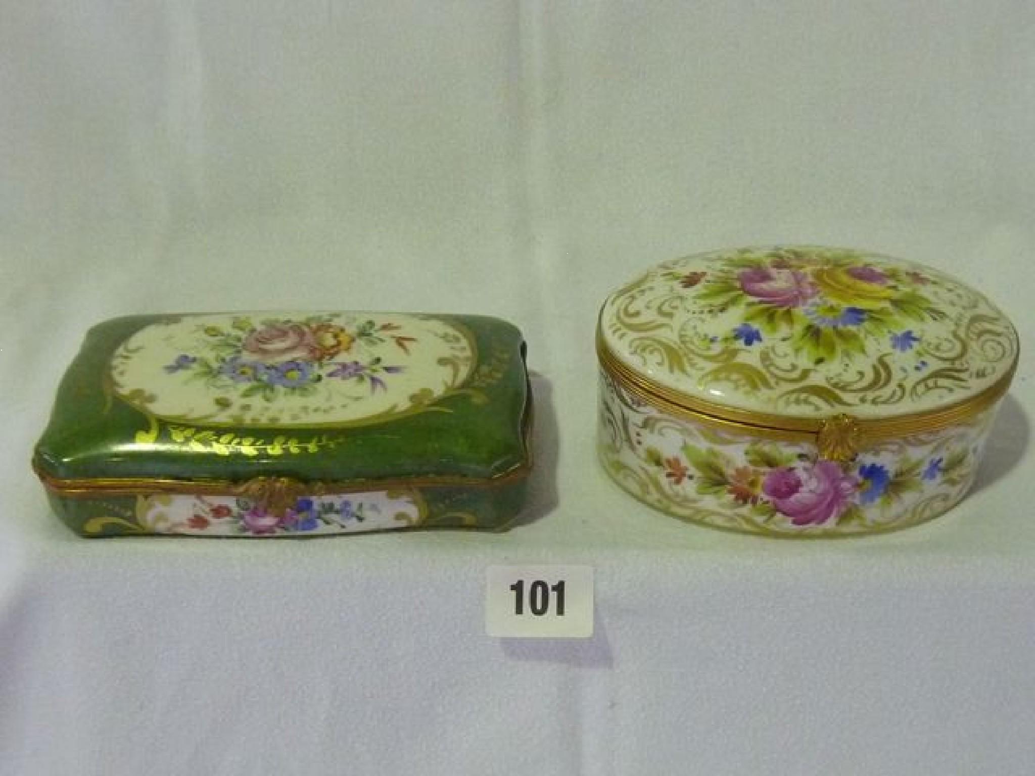 Appraisal: A large porcelain dressing table box with hand painted with