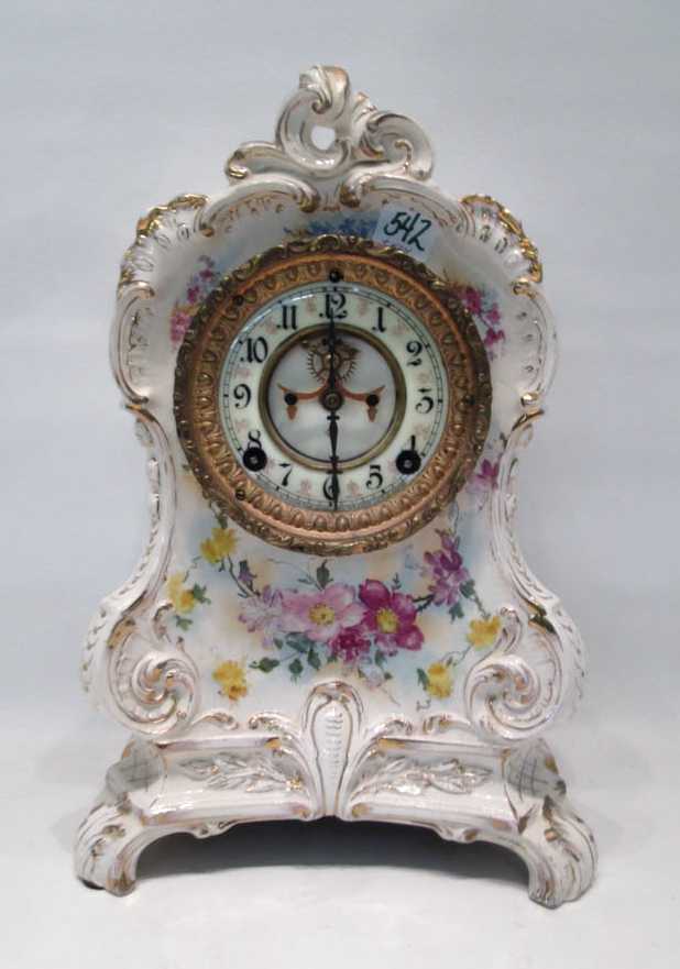 Appraisal: ROYAL BONN ANSONIA CHINA CASE MANTEL CLOCK with time and