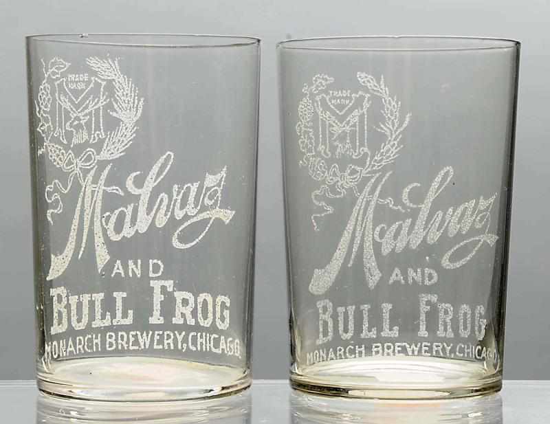 Appraisal: Lot of Malvaz Bull Frog Acid-Etched Glasses Monarch Brewery in