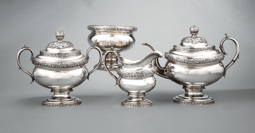 Appraisal: American Classical Coin Silver Tea Service William Thomson New York