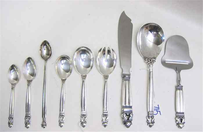 Appraisal: TWENTY PIECE GEORG JENSEN STERLING FLATWARE SET in the ''Acorn''