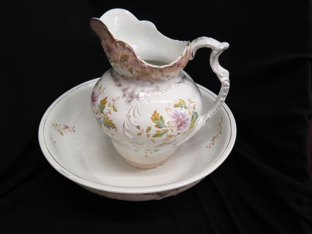 Appraisal: English Ironstone Pitcher and Bowl Set floral circa