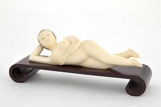 Appraisal: Chinese carved ivory doctor's lady late th century reclining nude