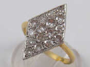 Appraisal: A yellow and white metal tests carat gold marquise shape