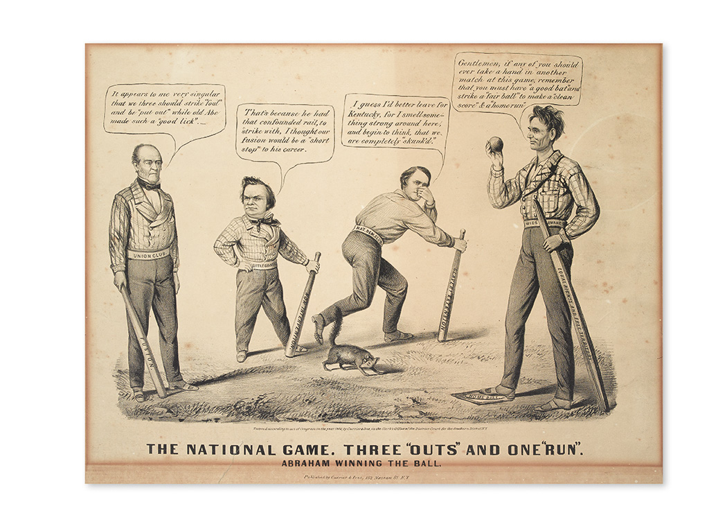 Appraisal: LINCOLN ABRAHAM--PRINTS Maurer Louis artist The National Game Three Outs