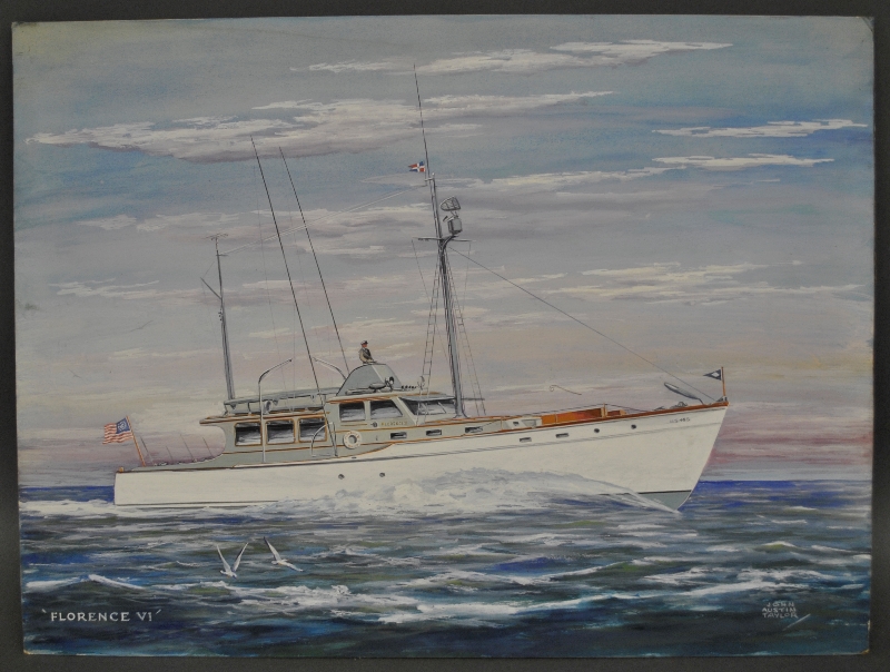 Appraisal: - Gouache of the motor yacht Florence VI signed l