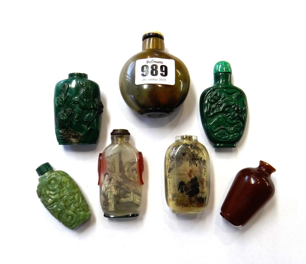 Appraisal: A group of seven Chinese snuff bottles th th comprising