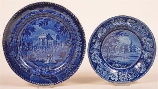 Appraisal: Two Staffordshire Blue Transfer China Plates st Villa in the