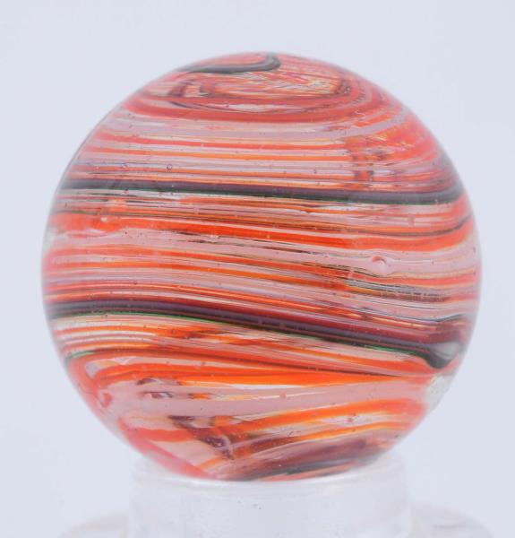 Appraisal: Horizontal Rapid Twist Swirl Marble Faceted pontil with bands of