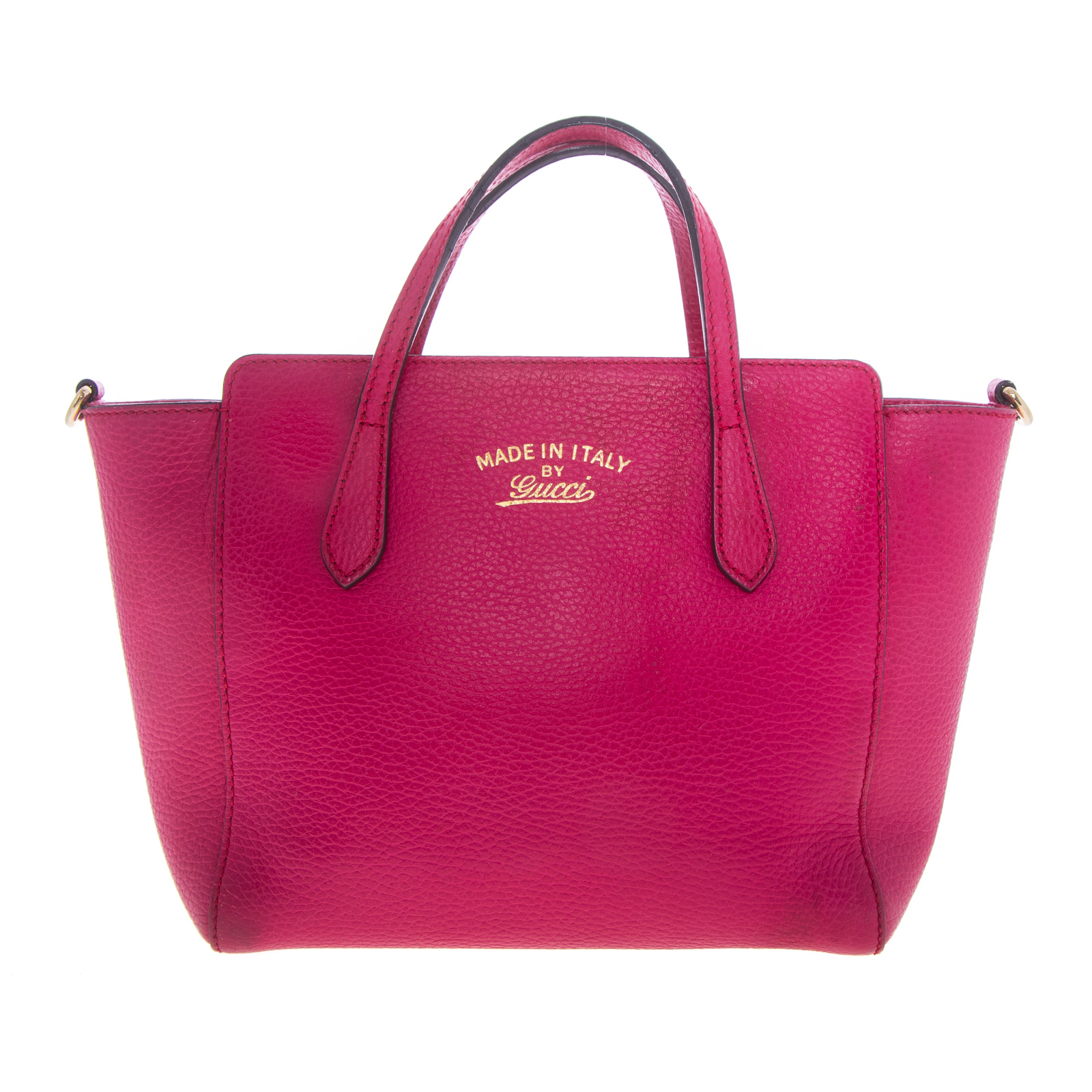 Appraisal: A GUCCI SWING TOTE A fuchsia grained leather Gucci Swing