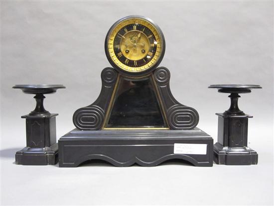 Appraisal: TH C FRENCH GRAND TOUR CLOCK AND GARNITURE SET Black