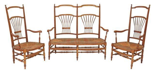 Appraisal: lot of French Provincial walnut seating group early th c