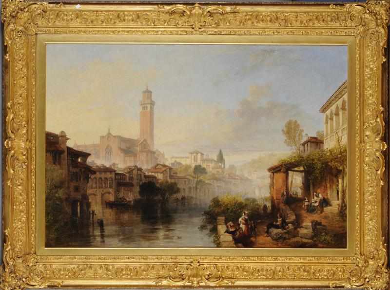 Appraisal: JAMES DUFFIELD HARDING - VERONA WITH LOFTY TOWERS Oil on