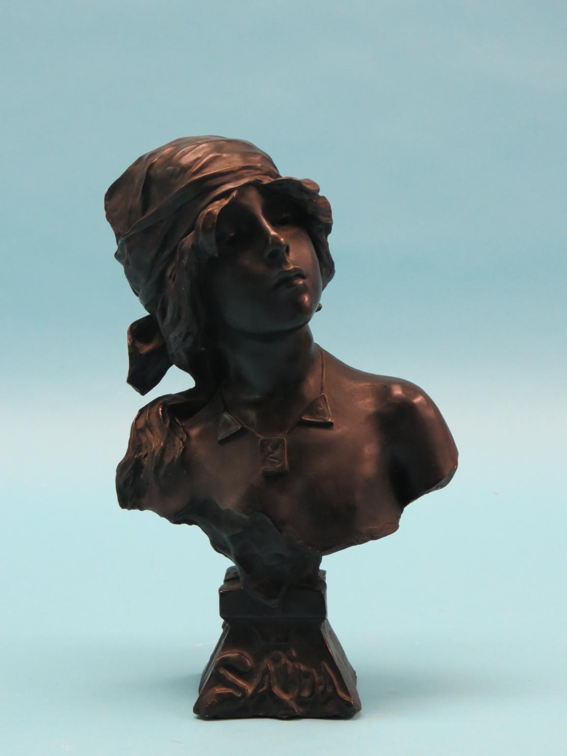 Appraisal: After F Villani - bronze portrait bust Saida named and