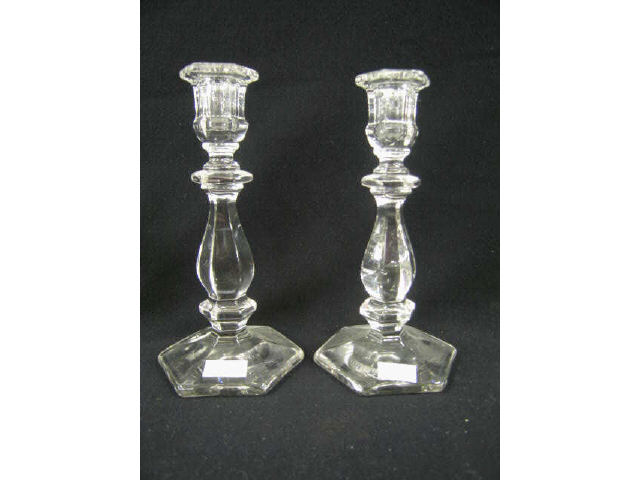 Appraisal: Pair of Glass Candlesticks attributed to Heisey Colonial pattern