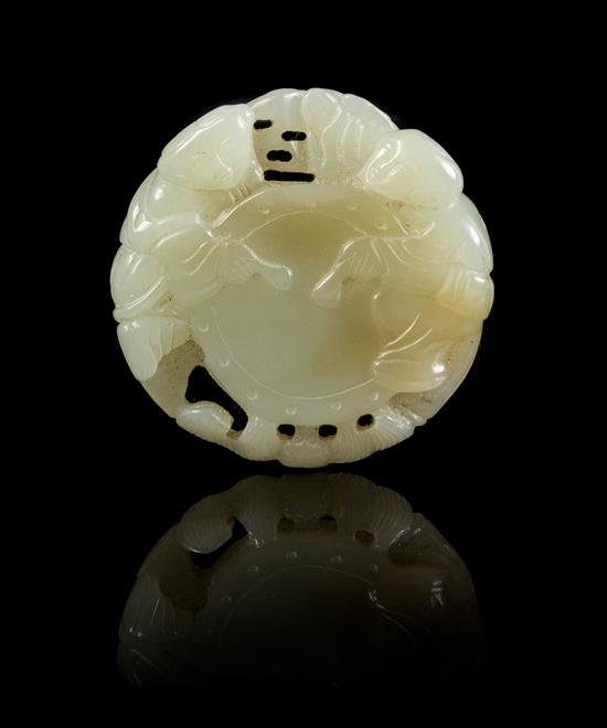 Appraisal: Sale Lot A Carved Jade Pendant the pale celadon jade