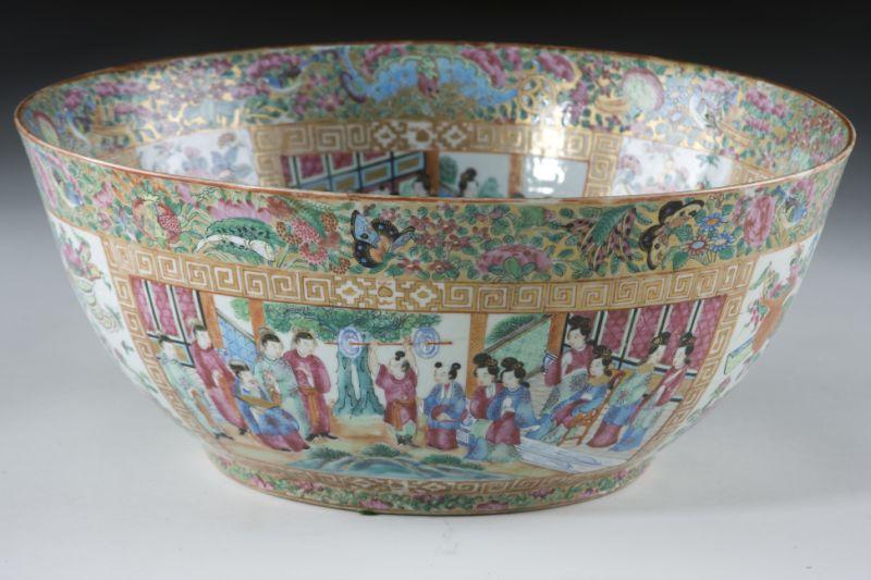 Appraisal: Rose Mandarin Punch Bowl early th century footed form with