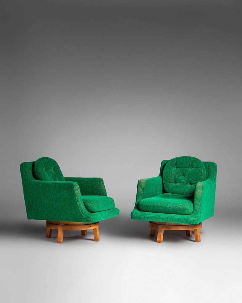 Appraisal: Edward Wormley American - Pair of Swivel Lounge Chairs model