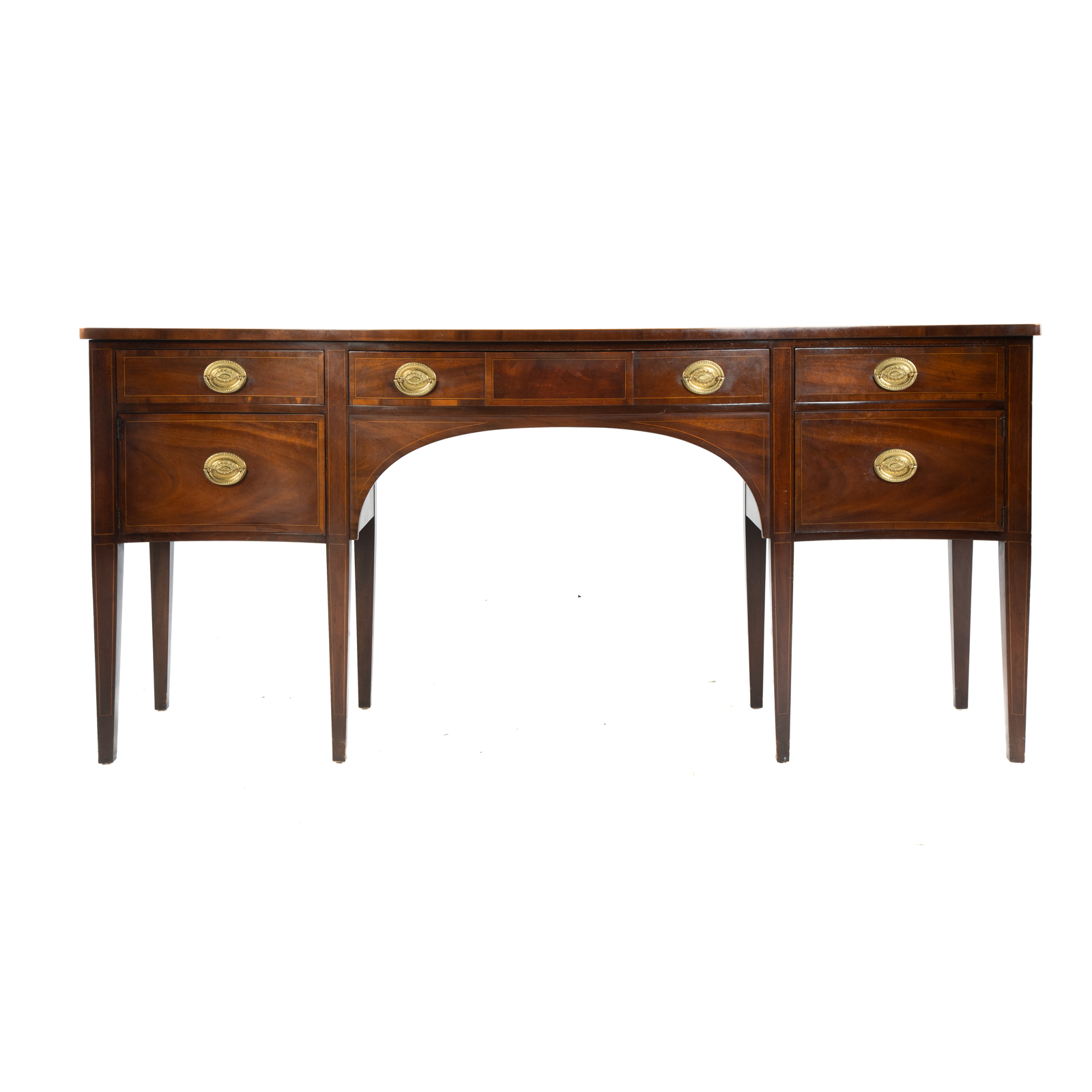 Appraisal: BAKER FEDERAL STYLE INLAID MAHOGANY SIDEBOARD th century serpentine front