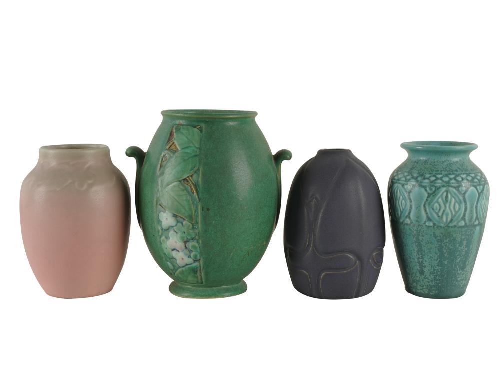 Appraisal: GROUP OF FOUR AMERICAN ART POTTERY VASESeach signed the first