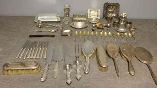 Appraisal: Silver Lot Includes a sterling butter dish with a glass