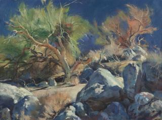 Appraisal: Emil J Kosa Jr N A Desert landscape with boulders