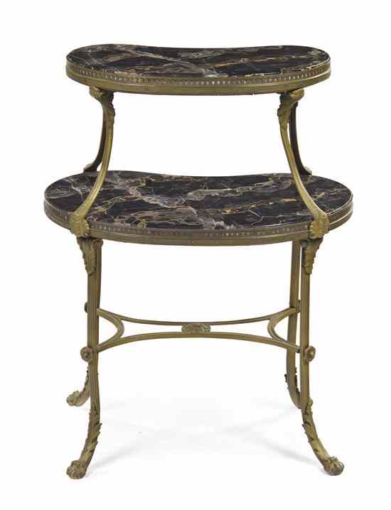 Appraisal: A Neoclassical Gilt Metal and Marble Etagere having a galleried