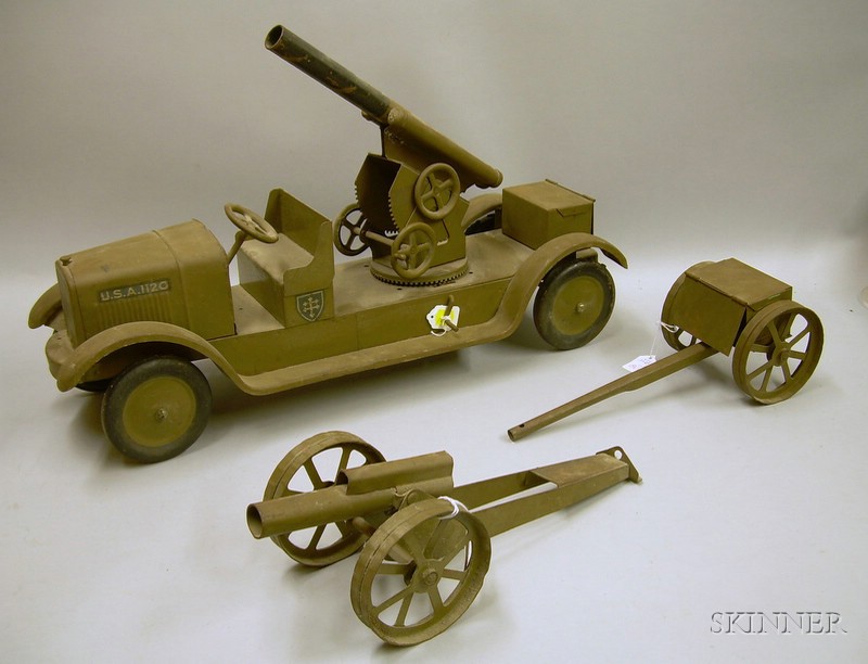 Appraisal: Sturdy Toy Steel Army Anti-Aircraft Gun Truck Cannon and Ammunition