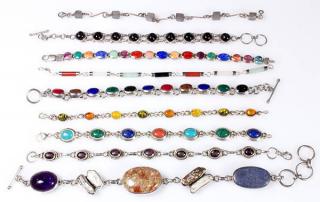 Appraisal: Collection of gem and silver bracelets Collection of gem and