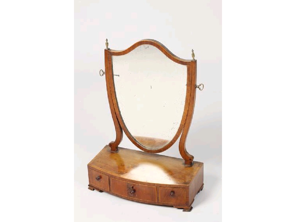 Appraisal: A GEORGE III DRESSING TABLE MIRROR with a shield shaped