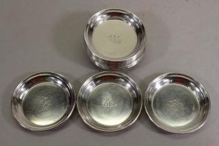 Appraisal: Monogrammed Gorham Sterling Silver Pin Dishes Monogrammed Gorham Sterling Silver