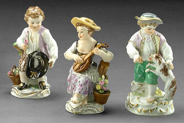 Appraisal: A group of three Meissen porcelain figures mid th century