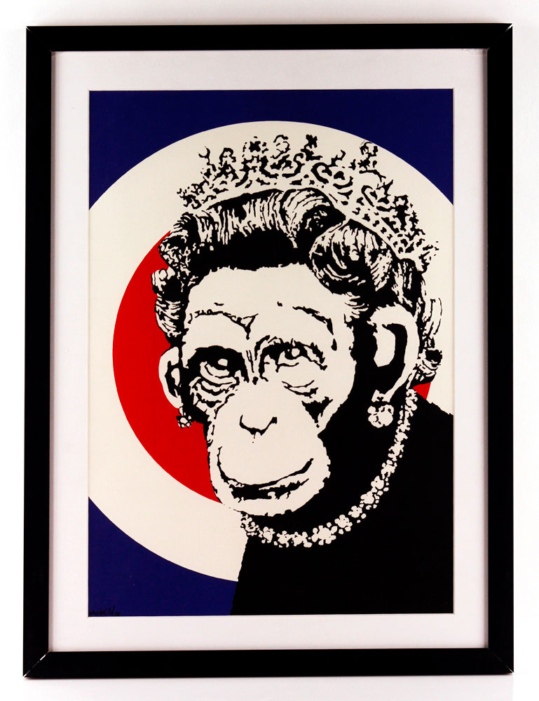 Appraisal: - Banksy Queen Chimp Screenprint Banksy Queen Chimp screenprint signed