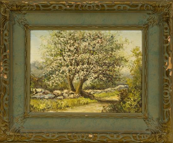 Appraisal: Matzow Frederick Am - A country landscape with a flowering