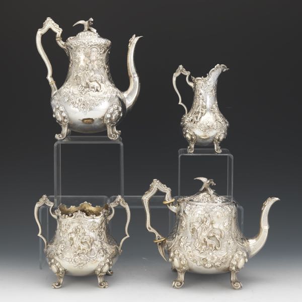 Appraisal: IMPORTANT ENGLISH STERLING SILVER FOUR-PIECE TEA COFFEE SERVICE BY JAMES