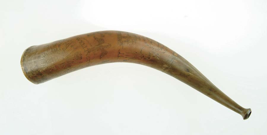 Appraisal: SPECTACULAR TH CENTURY DECORATED POWDER HORN About length overall of