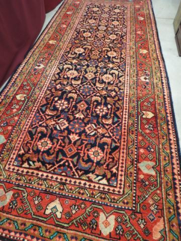 Appraisal: Mahal Persian Handmade Runner elaborate geometrics on indigio field red