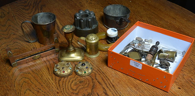 Appraisal: A Victorian copper jelly mouldtogether with a few other metal