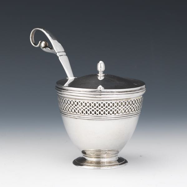 Appraisal: TIFFANY CO STERLING SILVER CONDIMENT DISH WITH LID AND GLASS