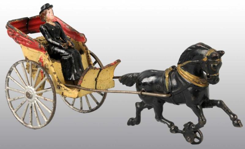 Appraisal: Cast Iron Horse-Drawn Gig Toy Description Includes one replacement figure