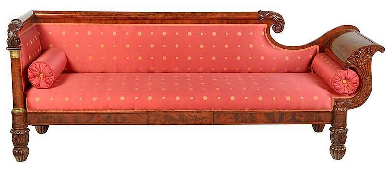 Appraisal: American Classical Carved Mahogany Recamier Sofa probably Boston circa finely