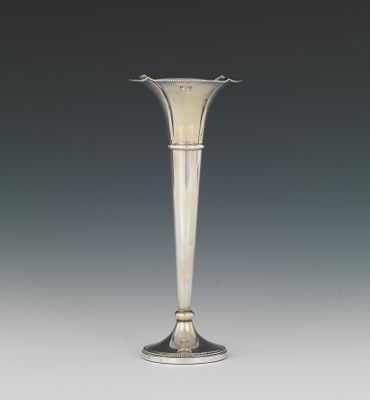 Appraisal: A Silver Trumpet Shape Vase Simple trumpet shape with serrated