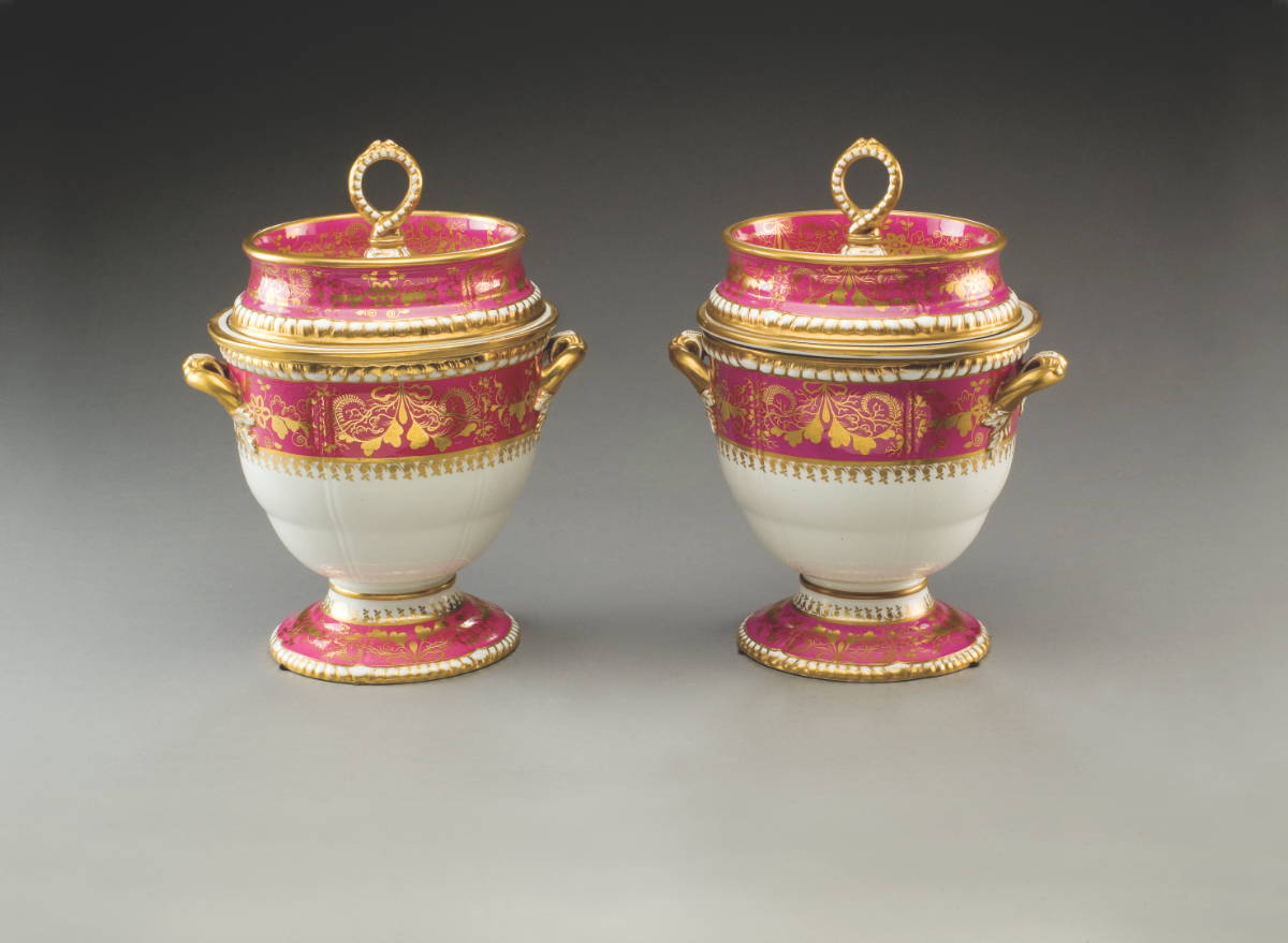 Appraisal: PAIR OF SPODE PORCELAIN FRUIT COOLERS AND COVERS CIRCA -