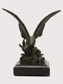 Appraisal: ANTOINE-LOUIS BARYE French - RABBIT AND RAPTORbronzeheight in