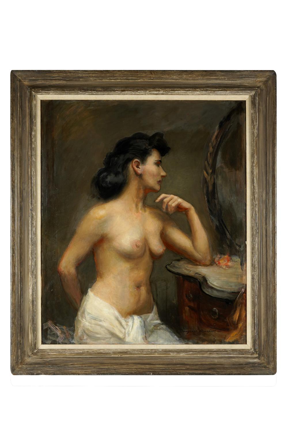 Appraisal: DOUGLASS PARSHALL - NUDE MIRROR oil on board signed lower