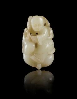 Appraisal: A Near-White Jade Figure of a Boy the figure depicted