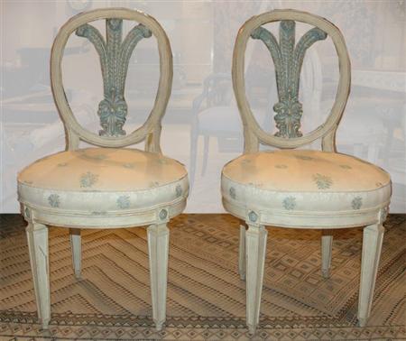 Appraisal: Set of Eight Neoclassical Style White Painted Chairs Estimate nbsp